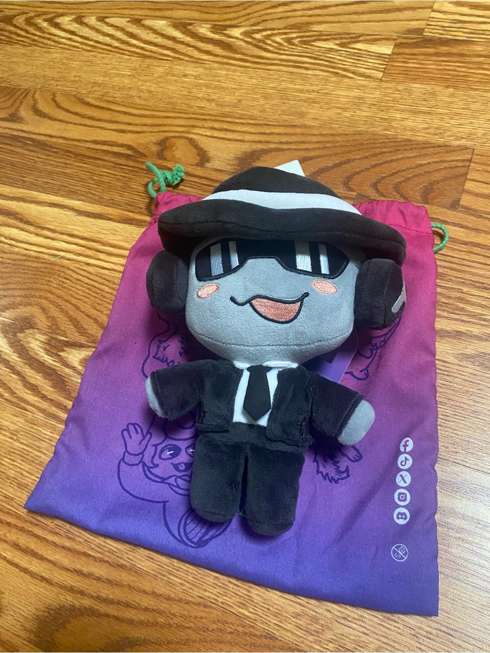 Chance Plush Character with Black, Gray & White Details